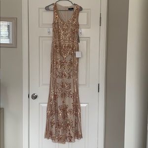 Lulu’s Dramatic Entrance Rose Gold Sequin Dress